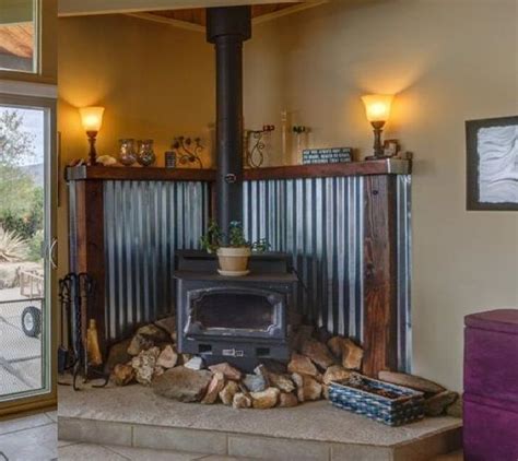 sheet metal behind wood stove|metal behind wood stove.